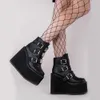 2021 Punk helt ny INS Hot Platform Höga klackar Gotisk stil Vampyr wedges Skor Cosplay Mode Motorcyklar Stövlar Kvinnor Y0914