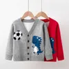 Zimowy Nowy Sweter Boys Cardigan V Neck Cartoon Zwierzęta Wzór Baby Pullover Topy Outwear Dzianiny Płaszcze Ciepłe Dzieci Ubrania Y1024