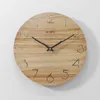 Nordic Simple Wood 3D Wall Clock Modern Design för vardagsrum Väggkonstdekor Kök Trä hängande klockväggklocka Heminredning H7860465