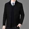 Mens Jackor och kappor Slå ner Collar Winter Jacket Zipper Side Pocket's Clothes Fashion Long Sleeve Coat 211217
