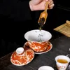 Emaljfärg Sancai Gaiwan 250 ml Master Cups Retro Dragon Lid och Saucer Set Chrysanthemum Tea TEAware