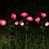 LEDソーラーローズフラワーライト防水池の庭の装飾の風景装飾的な家の屋外芝生のランプ2本/ロット海船YL605