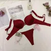 Letter Rhinestone Underkläder Set Rosa Comfort Push Up BH Trosa 2 Piece Luxury Secrets For Sexy Women Hot Bikinithong Underwear X0622