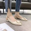 StylishBox- Y21051402 Zwart / Ivory Flats Schoenen Lam Skin Genuine Leather Sling Back Punte Toe Fashion Casual Ballerina's