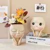 Vases filles visage tête fleur planteur plante succulente conteneur Pot Pot de fleurs Figure jardin décor nordique table ornement