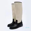 Botas do outono das mulheres no joelho de inverno alto feminino feminino couro sintético saltos pedaços sapatos senhoras misturar cor deslizamento na bota de cavaleiro retrô