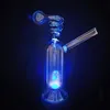 LED Glow Glass Narghilè Spirale Fumo Tubo Fumo Shisha Tubi di vetro usa e getta Bruciatore a nafta Cenere Catcher Bong Percolatore Set intero Bubbler Regali Accessori per ciotole di tabacco