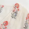 Robes d'été Femme Blanc Floral Long Femmes Semi Sheer Puff Sleeve Midi Ruffle Casual 210519