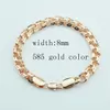 1pcs 8mm Big Chunky Tennis Men Womens Gold Color Double Rolo Curb Weave Bracelets Chains Jewelry 21cm 23cm Long