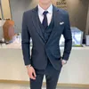 Blazer Vest Pants British Men Suit Three Piece Slim Party High End Custom Business Men's Formal Dress Jacket Asian Size 5XL X0909