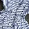 Kimutomo chic vintage randig blus kvinnor hong kong stil långärmad smal midja singel breasted skjorta kvinnligt sommar mode 210521