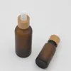 Frosted Matte Amber White Glass Dropper Bottle 15ml 30ml 50ml with Bamboo Cap 1oz Wooden Essential Oil Bottles