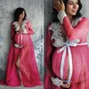 Goocheer laço v-pescoço oco out vestidos de maternidade para fotograma de fotos grávida roupas roupas longas fotografia adereços q0713