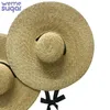 Weme Large Brim Wheat Straw Boater Hats for Women15cm 18cmリボンボウノットLayiesビーチキャップワイドELOB22