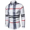 2021 Business Casual Plaid Shirt Men's Formal Workwear Wedding Dress Slim Social Party Clothes Khaki Checked Shirt