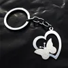 Heart Butterfly Keyring Stainless Steel Insect Keychains Jewelry Gift For Men Women 12 Pieces Whole