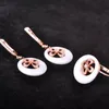 Earrings & Necklace Madrry Ceramic Dangler Ring Jewelry Sets + Zircon Flower Dangle Earring Porcelain Copper Wedding For Women