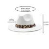 Szeroki Brim Czapki Zima Fedora Kapelusz Kobiety Leopard Bowknot Wełna Mężczyźni Metal Pas Spadek Vintage Formalna Sukienka Wedding Chapeau Femme Felk