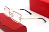 2021 Mode Zakelijke Zonnebril Dames Mannen Merk Design Zomer Tinten Gekleurde Lenzen Legering Brillen RICHTLOCHTE Rechthoek UV400 Decoratieve bril Sport Frameless