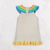 Frühling Herbst Kinder Kleider Für Mädchen Prinzessin Reine Baumwolle Ärmellose Regenbogen 210429