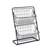 Iron Storage Shelf Rack for Kitchen Seasoning Organizer Fruits Holder Double Layer Assembly Bathroom Cosmetic Storage Basket 211215