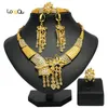 Oorbellen Ketting Rechts 2021 Noble Gold Luxe Sieraden Sets Merk Italiaanse Vrouwen Bridal Fashion Statement Set Groothandel