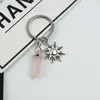 Vintage Sun Moon Face Key Ring Celestial Crescent Polar Keyrings Charms Powder Crystal Opal Necklace Pendant Valentine's Day Gifts DAP123