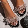 Rimocy Transparent Crystal Pantoufles Femmes Summer Mix Couleur Soft Non-slip Beach Slides Femme Super Light Flat Shoe Flip Flop 210528