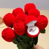 Presentbröllopslådor Rose Shaped Ring Box Mini Söt Röd Bärande Väskor För Ringar Visa Box Smycken Förpackning Presentkassar89 Q2