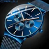Crrju Mensは週と24時間のディスプレイと古典的なビジネス防水多機能のフルスチールベルトの腕時計210517