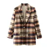 BLSQR Elegant vinterplät Kvinnor Blazer Coat Causal Långärmad Tweed Office Ladies Pocket Suit 210430
