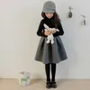2 to 12 years kids & big girls color block fall winter long sleeve flare dress children girl fashion cotton polyester dresses Q0716