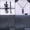 Hängsmycken SmyckenFashion Goth Sickle Rose Rostfritt Stål Charm Halsband för kvinnor Svart Färg Smycken Colier Femme N4420S02 Pendant Drop