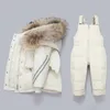 Winter Down куртка комбинезон детский мальчик Parka Real Fur Girl Одежда детская одежда набор малыша толщиной теплый комбинезон Snowsuit 211222