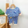 Çocuk Pijamalar Kış Çocuklar Sıcak iç çamaşırı Seti Sleepwear Çocuk Giysileri Setleri Kalınlaştırılmış Karikatür Kız Noel Peluş Pijama Erkekler