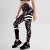 Ins Styles Stripe Gedrukt Leggings Mode Womens voor Leggins Slanke Stretch Broek Zwart Witte Textuurbroek 211008