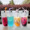 DHL Disposable 24H ship Clear Drinks Pouches Bags Plastic Drinking Bag with Straw Reclosable Heat-Proof Juice Coffee Liquid Bags GG0221