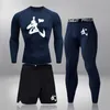 Mäns Tracksuits T-tröjor Clothesthermal Underkläder Komprimering 3-Piece Set of Men Sportswear Gymnastik Running Tights