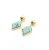 Turquoise pakket rhomb stud dangle kroonluchter oorbellen kralen partij gunst hartvormige genezing edelsteen gesneden zorgen stenen gepolijste sieraden accessoires