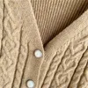Korobov Nieuwe V-hals Latern Mouw Dames Truien Vintage Patchwork Korte Vesten Hoge Taille Single Breasted Knit Top 210430