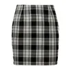 Black Plaid Mini Skirt High Waist Vintage Checkboard Zipper s Womens Streetwear Faldas Mujer 210427