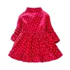 Autunno Casual Bambini Neonate Dot Stampa Abito a maniche lunghe Bambini Toddler Party Princess Dress Q0716