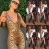 Sexig Kvinnors Deep V-Neck Tank Leopard Print Stretch Bodycon Backless U Shape Bodysuit Leotard Jumpsuit Rompers Jumpsuits