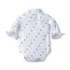 Romperkläder set för baby med båghatt gentleman randig sommardräkt småbarn barn bodysuit set spädbarn pojke kläder 1420 b31622530