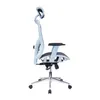 Mobilier commercial Mobilier commercial Techni Mobili Haute Back Executive Mesh Chaise de bureau avec bras, appuie-tête et soutien lombaire, bleu A29