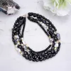 GuaiGuai – collier à 4 brins de perles Keshi blanches naturelles, en Onyx noir, 19 à 26 pouces