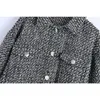 Cappotto da donna in tweed testurizzato con maniche lunghe, colletto con bavero, stile classico, moda vintage, giacche da donna, abiti 210709