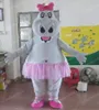 Halloween pink dress hippo Mascot Costume Top quality Cartoon Character Outfits Adults Size Christmas Outdoor Theme Party Adults Outfit Suit