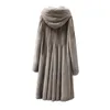 Lautaro Hiver Long Fluffy Chaud Épais Jupe Faux Manteau De Fourrure De Vison Femmes avec Capuche Élégant De Luxe Maxi Fourrure Pardessus De Mode 211007