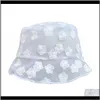 ワイドブリム帽子キャップ帽子、スカーフグローブファッションアザラシウーマンシアーレースバケツ帽子花刺繍フリルエッジ折りたたみ式漁師キャップ